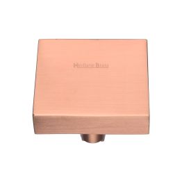 Heritage Brass Cabinet Knob Square Design 38mm Satin Rose Gold finish