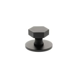 Millhouse Brass Pennington Hexagonal Cabinet Knob Handle on Backplate - Matt Black