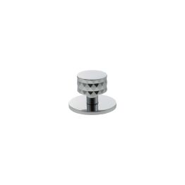 Millhouse Brass Chrysler Diamond Round Cabinet Knob Handle on Backplate - Polished Chrome