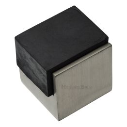 Heritage Brass Door Stop Square Floor Mounted Design Satin Nickel Finish