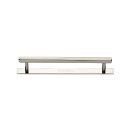 Heritage Brass Cabinet Pull Hexagonal Design with Plate 128mm CTC Polished Nickel Finish