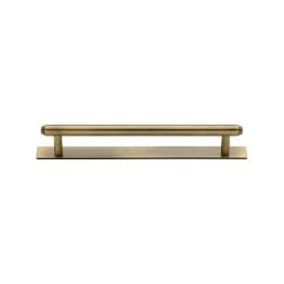 Heritage Brass Cabinet Pull Step Design with Plate 128mm CTC Antique Brass Finish