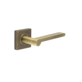 Fitzrovia Door Handles Square Plain Rose Antique Brass - By Frelan Hardware - BUR15KIT6