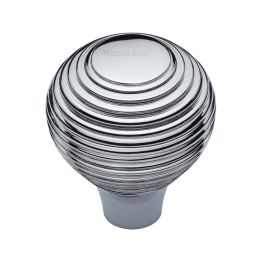 Heritage Brass Cabinet Knob Reeded Design 38mm Polished Chrome finish