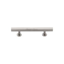 Heritage Brass Cabinet Pull Square Design with Footings 96mm CTC Satin Nickel finish