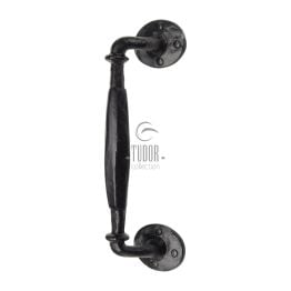 The Tudor Door Pull Handle Offset Black Iron
