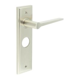Knightbridge Door Handle Bathroom Backplate Satin Nickel - By Frelan Hardware - BUR20KIT322