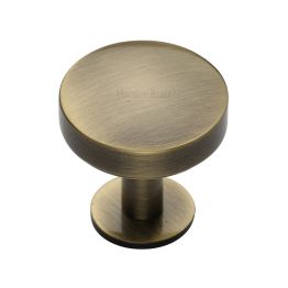 Heritage Brass Cabinet Knob Domed Disc Design with Rose 32mm Antique Brass finish