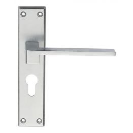 Serozzetta Equi Lever On Euro Lock Backplate - Satin Chrome