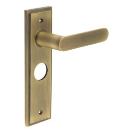 Kensington Door Handle Bathroom Backplate Antique Brass - By Frelan Hardware - BUR25KIT10