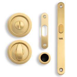 Valli Radius Sliding Door Set - Satin Brass PVD