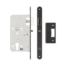 72mm Black Din Euro Nightlatch Radiused 60mm Backset - By Frelan Hardware - JL-DNL60RMB