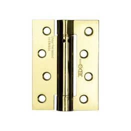 Jedo Steel Single Action Spring Hinges 102x76x2.7mm (PK of 3) Electro Brassed - By Frelan Hardware - J9800EB
