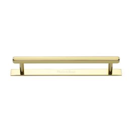 Heritage Brass Cabinet Pull Hexagonal Design with Plate 160mm CTC Polished Brass Finish