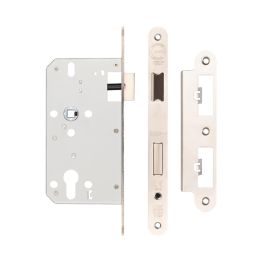 72mm Satin Stainless Steel Din Euro Sashlock Radiused 60mm Backset - By Frelan Hardware - JL-DS60RSSS