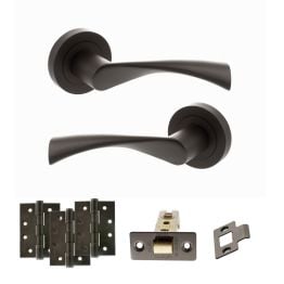 STATUS Colorado Door Handle Pack (Latch Set - 3" CE Latch, 4" Fire Rated Hinges x3) - Urban Dark Bronze