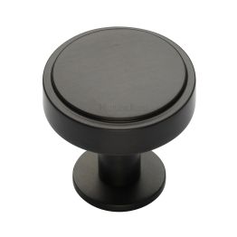 Heritage Brass Cabinet Knob Stepped Disc Design with Rose 38mm Matt Bronze finish