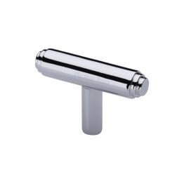 Heritage Brass Cabinet Knob Stepped T-Bar Design 45mm Polished Chrome finish