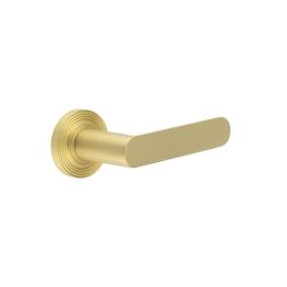 Kensington Door Handles Reeded Rose Satin Brass - By Frelan Hardware - BUR25KIT238