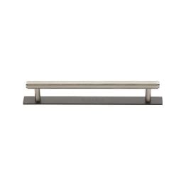Heritage Brass Cabinet Pull Knurled Design with Plate 128mm CTC Matt Bronze/Satin Nickel Finish