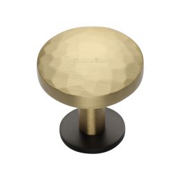 Heritage Brass Cabinet Knob Round Hammered Design with Rose 32mm Matt Bronze/Satin Brass finish
