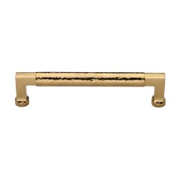 Heritage Brass Cabinet Pull Bauhaus Hammered Design 160mm CTC Polished Brass Finish