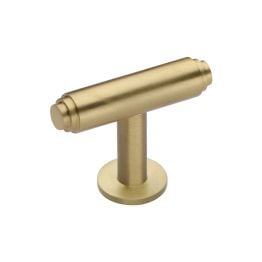 Heritage Brass Cabinet Knob Stepped T-Bar Design with Rose 45mm Satin Brass finish