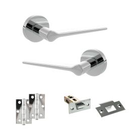 Senza Pari Laviano Door Handle Pack (Latch Set - 2.5" Latch, 3" Hinges x2) - Polished Chrome