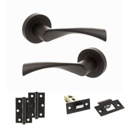 STATUS Colorado Door Handle Pack (Latch Set - 2.5" Latch, 3" Hinges x2) - Urban Dark Bronze