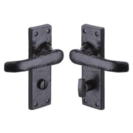 The Tudor Door Handle for Bathroom Windsor Design Black Iron