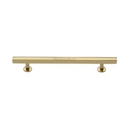 Heritage Brass Cabinet Pull Square Design with Footings 160mm CTC Polished Brass finish