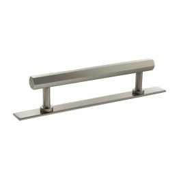 Millhouse Brass Pennington Hexagonal T-Bar Cabinet Pull Handle on Backplate 128mm - Satin Nickel