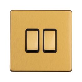 Eurolite Concealed 3mm 2 Gang 2Way Switch Satin Brass