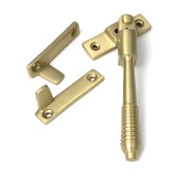 Satin Brass Night-Vent Locking Reeded Fastener