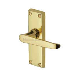 Heritage Brass Door Handle Lever Latch Victoria Short Design Polished Brass finish