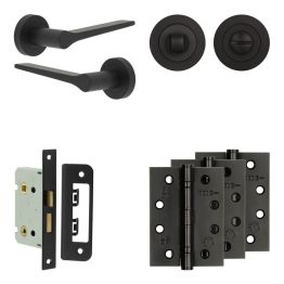 Complete Gio Door Handle Pack - Bathroom - Black - By Frelan Hardware - JE-E5A3-MB