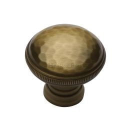Heritage Brass Cabinet Knob Hand Beaten Design 32mm Antique Brass finish