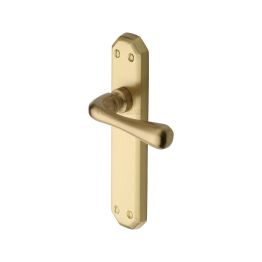 Heritage Brass Door Handle Lever Latch Charlbury Design Satin Brass Finish
