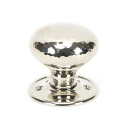 Polished Nickel Hammered Mushroom Mortice/Rim Knob Set