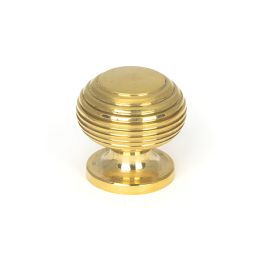 Polished Brass Beehive Cabinet Knob 30mm