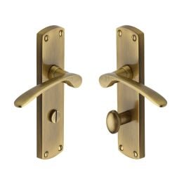 Heritage Brass Door Handle for Bathroom Diplomat Design Antique Brass finish
