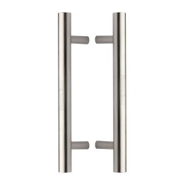 Heritage Brass Back to Back Door Pull Handle Bar Design 305mm Satin Nickel Finish