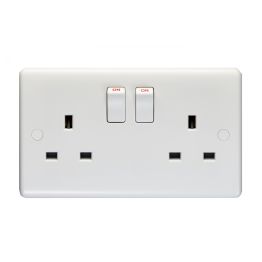 Eurolite Enhance White Plastic 2 Gang Switched Socket Single Pole White