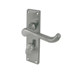 Victorian Scroll Door Handle on Bathroom Plate Satin Chrome - By Frelan Hardware - JV10BSC