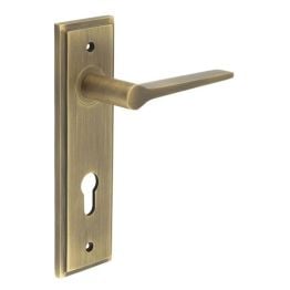 Knightbridge Door Handle Din Euro Backplate Antique Brass - By Frelan Hardware - BUR20KIT12