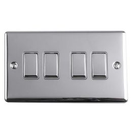 Eurolite Enhance Decorative 4 Gang Switch Polished Chrome