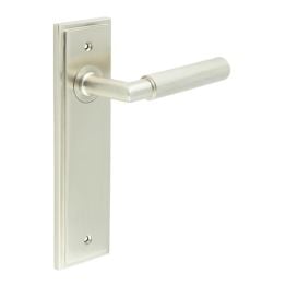 Piccadilly Door Handle Latch Backplate Satin Nickel - By Frelan Hardware - BUR40KIT320