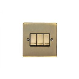 Eurolite Enhance Decorative 3 Gang Switch Antique Brass