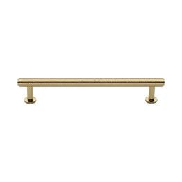 Heritage Brass Cabinet Pull Knurled Design with 16mm Rose 160mm CTC Polished Brass finish