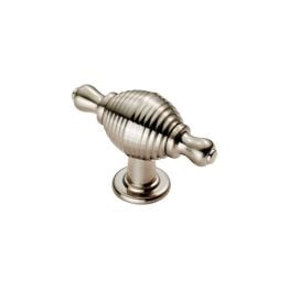 Reeded Knob With Finial Ears - Satin Nickel